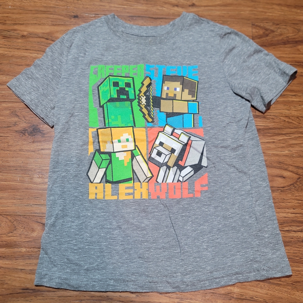 🔥3 For $15 Jumping Beans Gray Minecraft Graphic Tee Kids Size 6